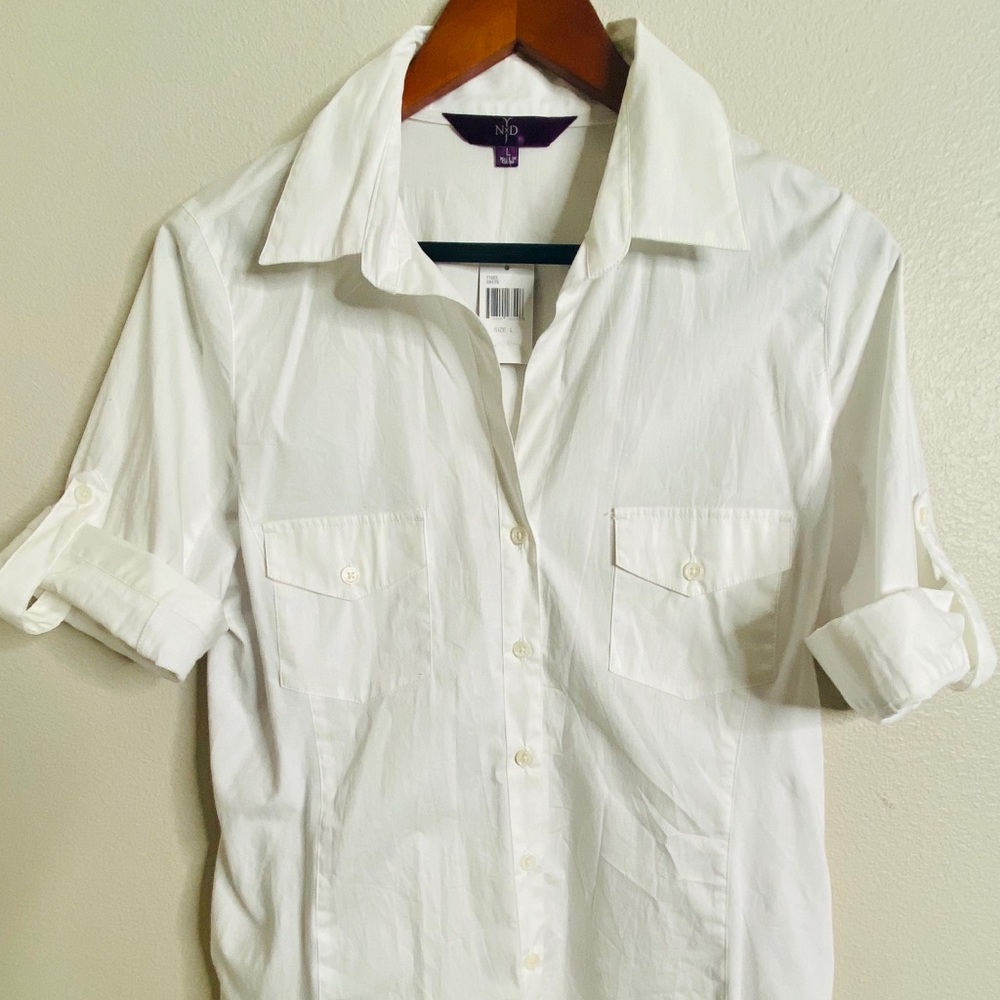 NWT NYDJ Button Up White Blouse